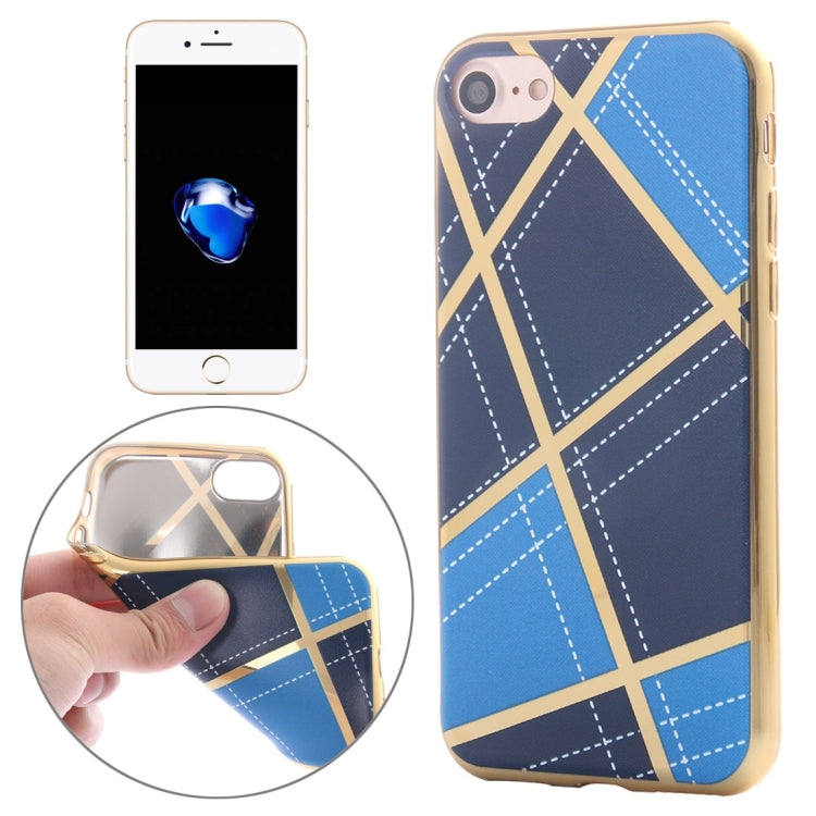 For  iPhone 8 & 7  Rhombus Cloth Pattern Electroplating TPU Protective Case