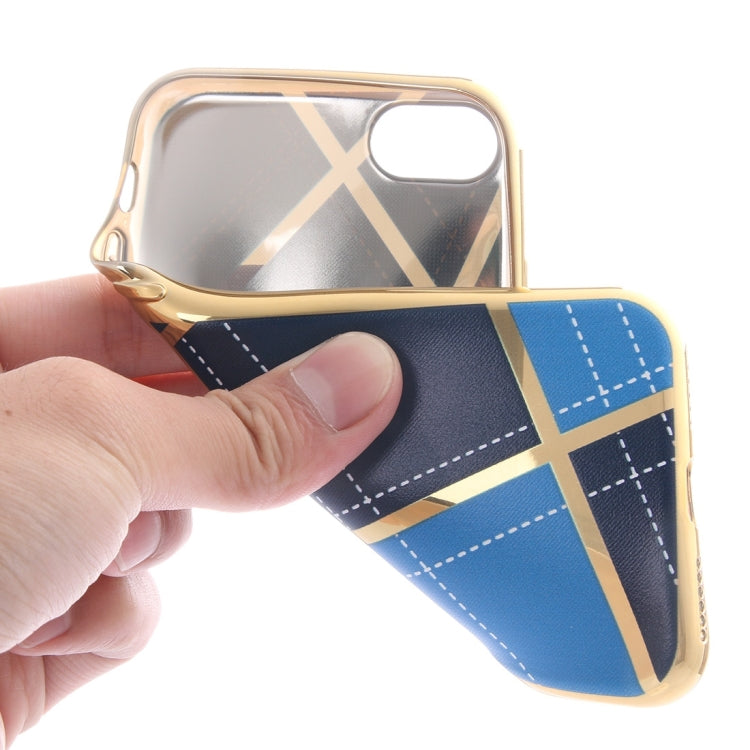 For  iPhone 8 & 7  Rhombus Cloth Pattern Electroplating TPU Protective Case
