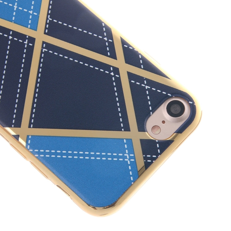 For  iPhone 8 & 7  Rhombus Cloth Pattern Electroplating TPU Protective Case