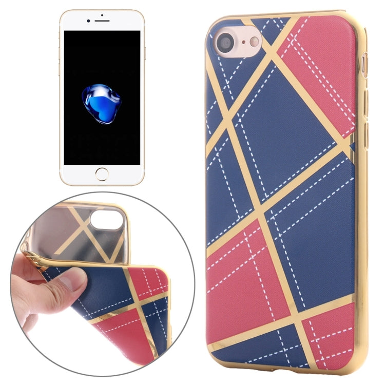 For  iPhone 8 & 7  Rhombus Cloth Pattern Electroplating TPU Protective Case