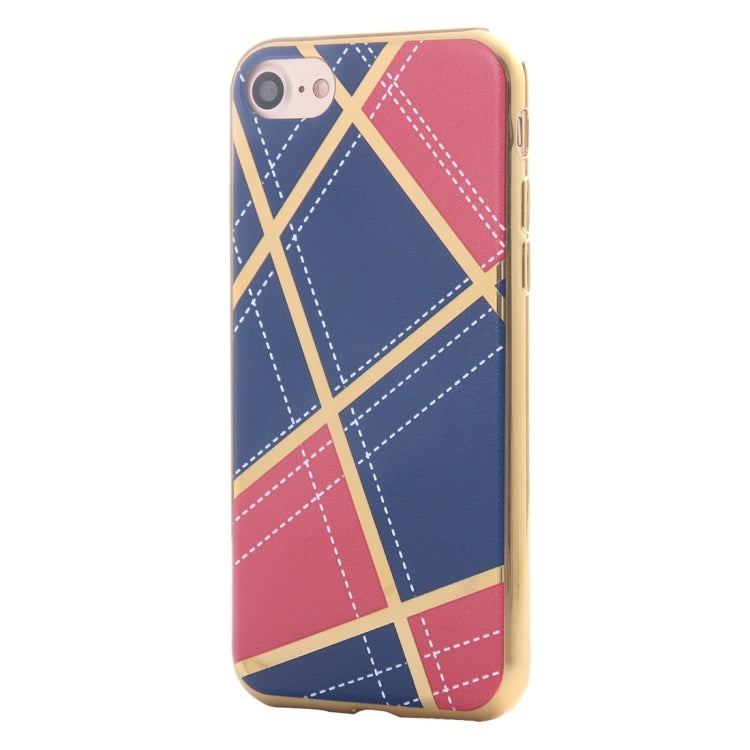 For  iPhone 8 & 7  Rhombus Cloth Pattern Electroplating TPU Protective Case