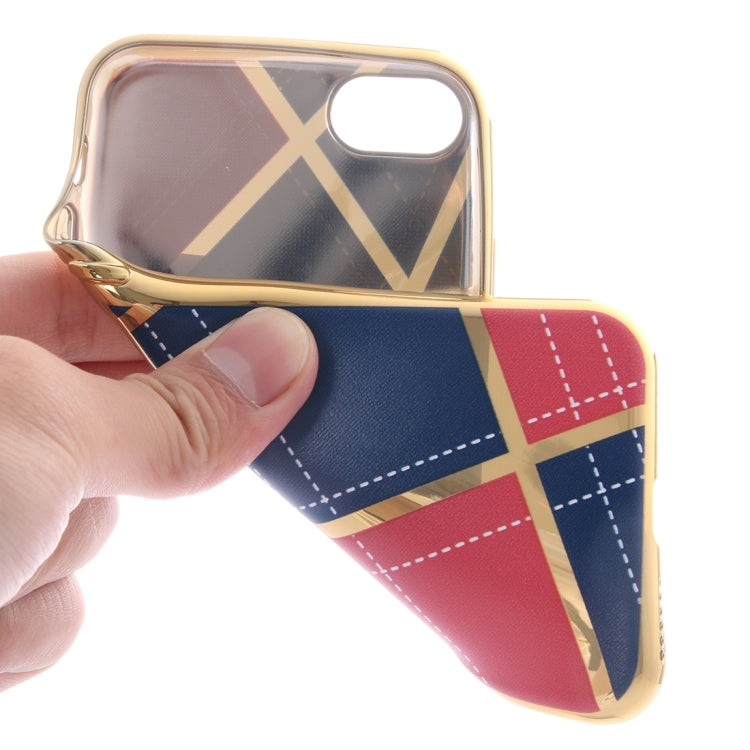 For  iPhone 8 & 7  Rhombus Cloth Pattern Electroplating TPU Protective Case