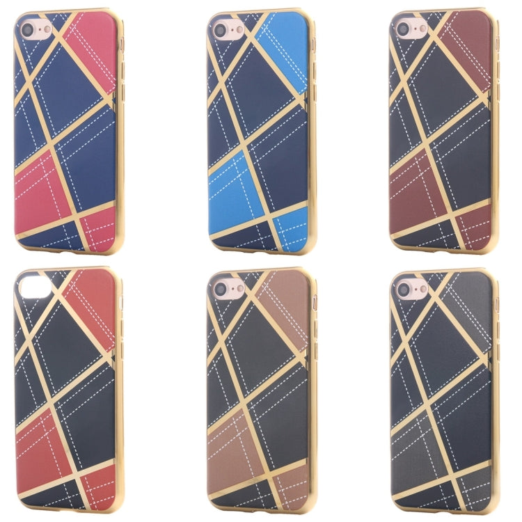 For  iPhone 8 & 7  Rhombus Cloth Pattern Electroplating TPU Protective Case