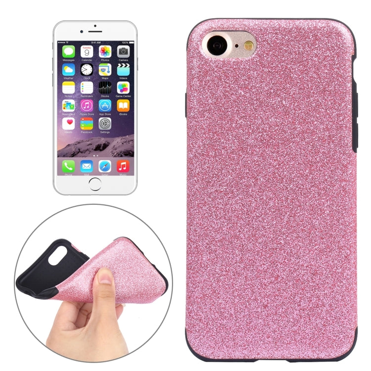 For  iPhone 8 & 7  Glitter Powder PU Paste Skin Soft TPU Protective Case