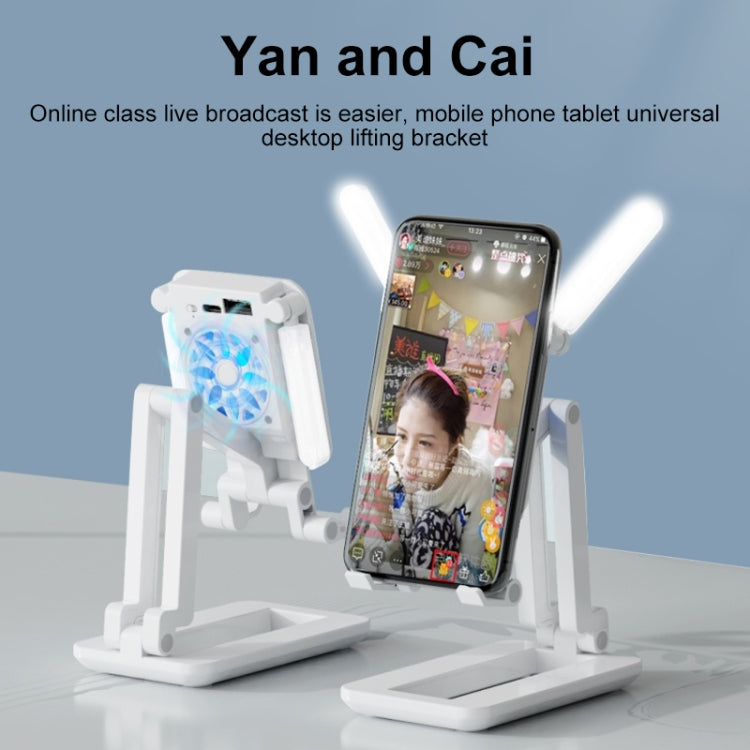 F6 Foldable Mobile Phone Tablet Desktop Stand Holder With Fill Light & Heat Dissipation