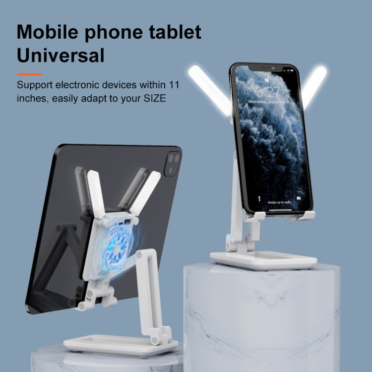 F6 Foldable Mobile Phone Tablet Desktop Stand Holder With Fill Light & Heat Dissipation