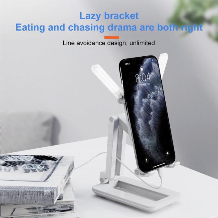 F6 Foldable Mobile Phone Tablet Desktop Stand Holder With Fill Light & Heat Dissipation