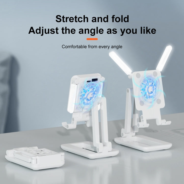 F6 Foldable Mobile Phone Tablet Desktop Stand Holder With Fill Light & Heat Dissipation