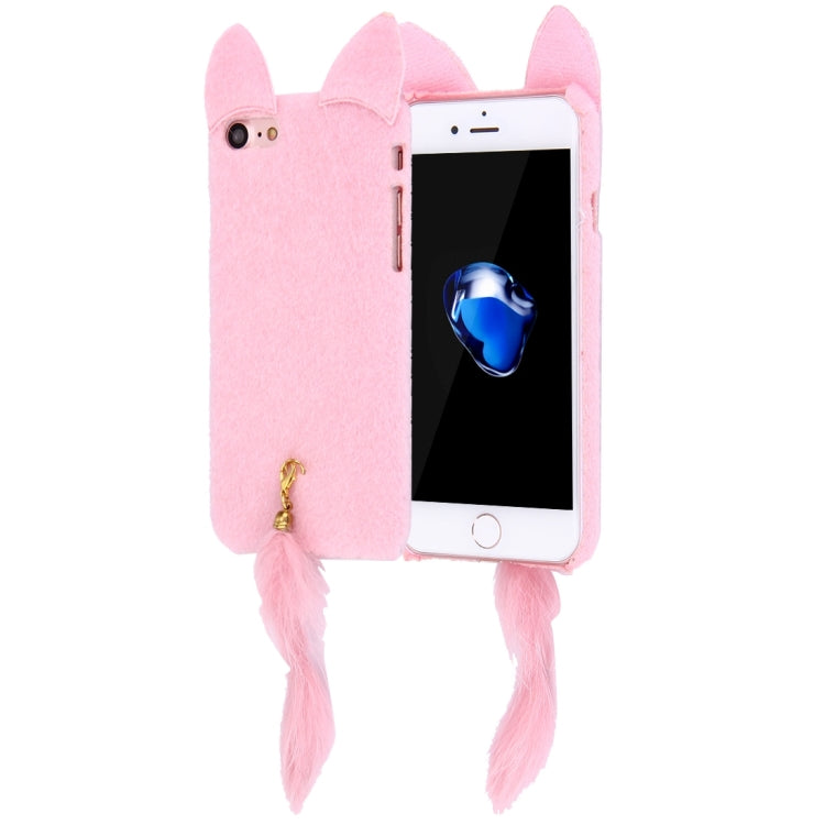 For  iPhone 8 & 7  Fox Plush Cloth Cover PC Protective Case