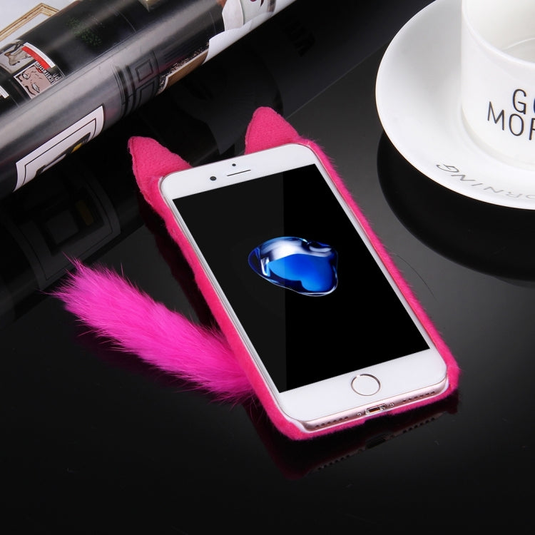 For  iPhone 8 & 7  Fox Plush Cloth Cover PC Protective Case