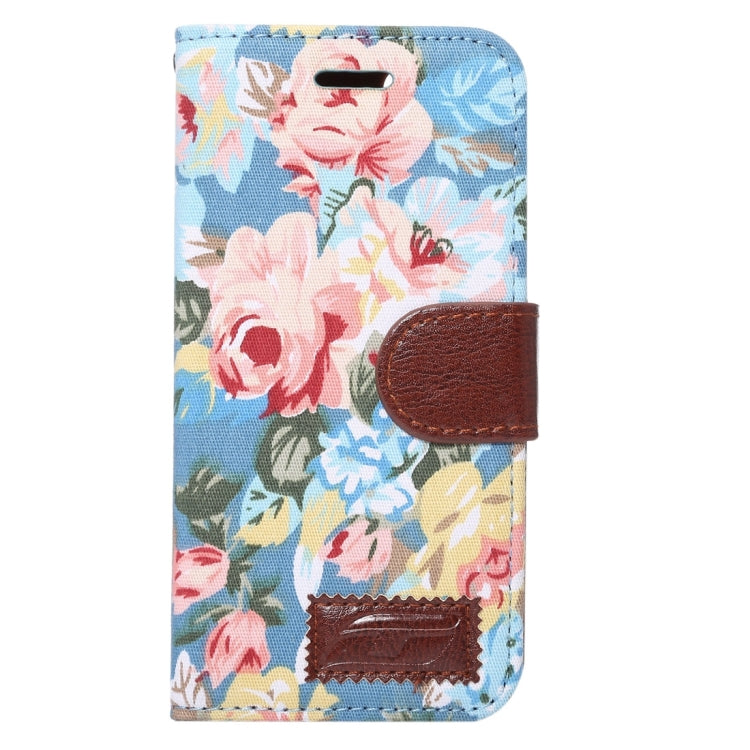 For  iPhone 8 & 7  Cotton Print Texture Horizontal Flip Leather Case with Holder & Card Slots(Blue)
