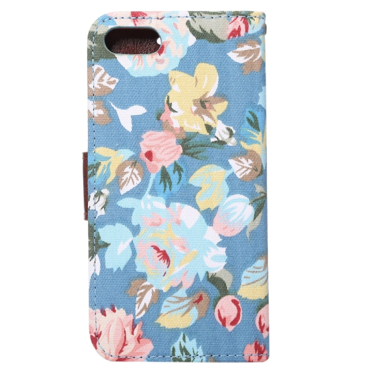 For  iPhone 8 & 7  Cotton Print Texture Horizontal Flip Leather Case with Holder & Card Slots(Blue)