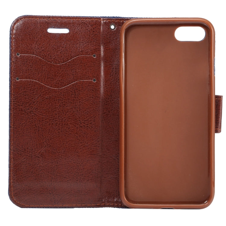 For  iPhone 8 & 7  Cotton Print Texture Horizontal Flip Leather Case with Holder & Card Slots(Blue)