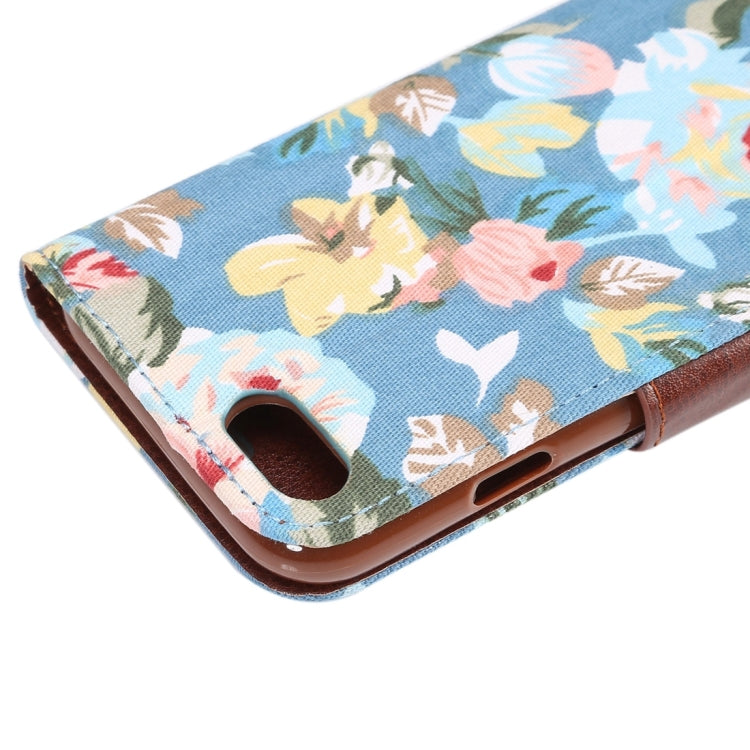 For  iPhone 8 & 7  Cotton Print Texture Horizontal Flip Leather Case with Holder & Card Slots(Blue)