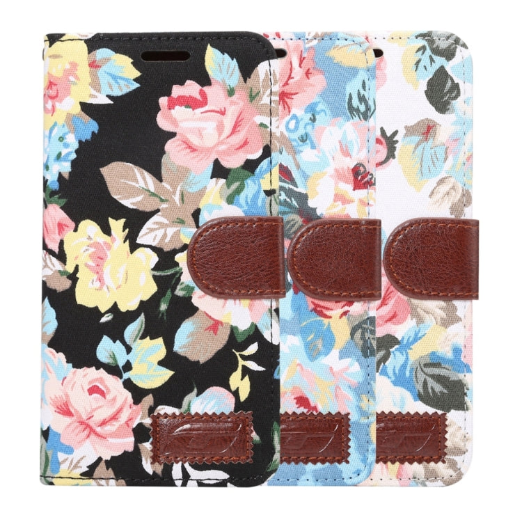 For  iPhone 8 & 7  Cotton Print Texture Horizontal Flip Leather Case with Holder & Card Slots(Blue)