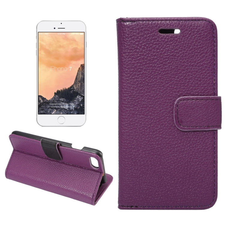 For  iPhone 8 & 7  Lichee Texture Horizontal Flip Leather Case with Holder & Card Slots & Wallet