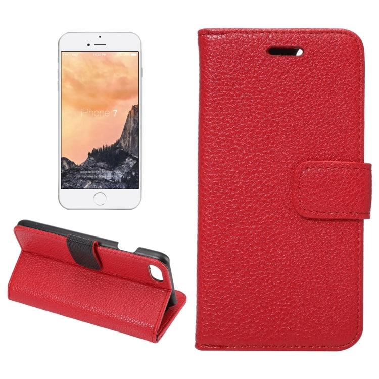 For  iPhone 8 & 7  Lichee Texture Horizontal Flip Leather Case with Holder & Card Slots & Wallet