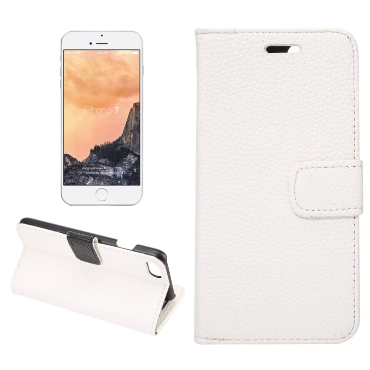 For  iPhone 8 & 7  Lichee Texture Horizontal Flip Leather Case with Holder & Card Slots & Wallet