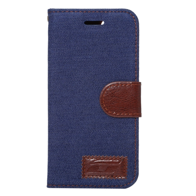 For  iPhone 8 & 7  Cowboy Cloth Texture Horizontal Flip Leather Case with Holder & Card Slots (Dark Blue)
