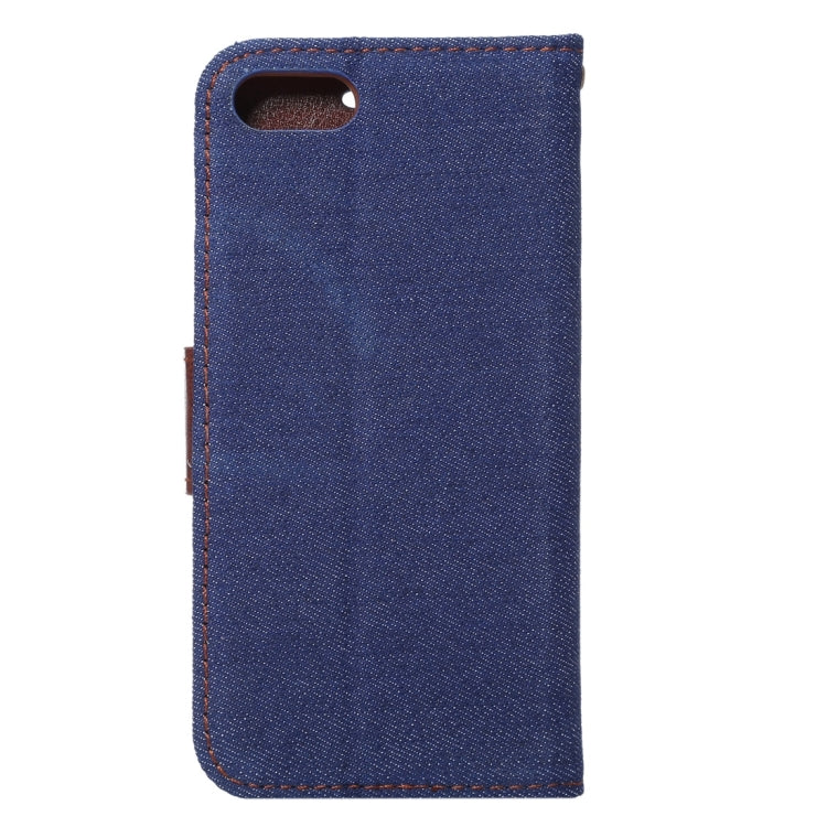 For  iPhone 8 & 7  Cowboy Cloth Texture Horizontal Flip Leather Case with Holder & Card Slots (Dark Blue)