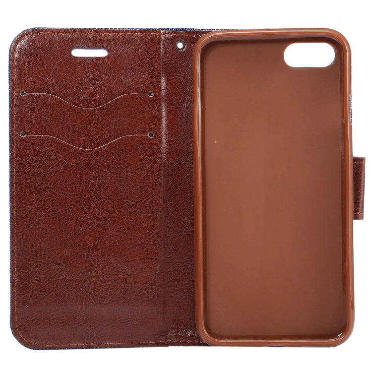 For  iPhone 8 & 7  Cowboy Cloth Texture Horizontal Flip Leather Case with Holder & Card Slots (Dark Blue)