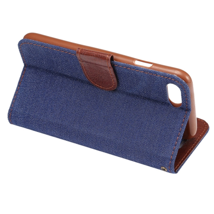 For  iPhone 8 & 7  Cowboy Cloth Texture Horizontal Flip Leather Case with Holder & Card Slots (Dark Blue)