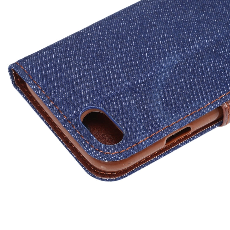 For  iPhone 8 & 7  Cowboy Cloth Texture Horizontal Flip Leather Case with Holder & Card Slots (Dark Blue)