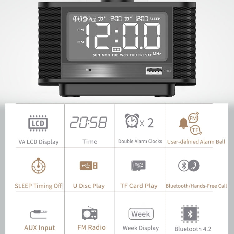 X7 Bluetooth Mega Bass Alarm Box Clock Radio