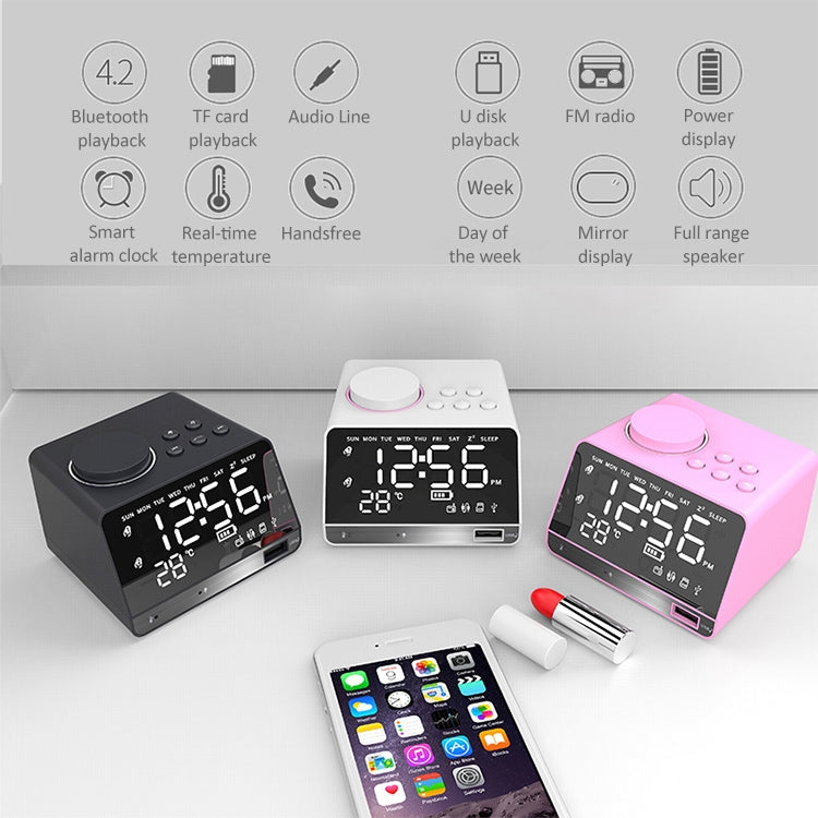 X11 Multifunctional Wireless Bluetooth Mirror Alarm Box Radio(Black)