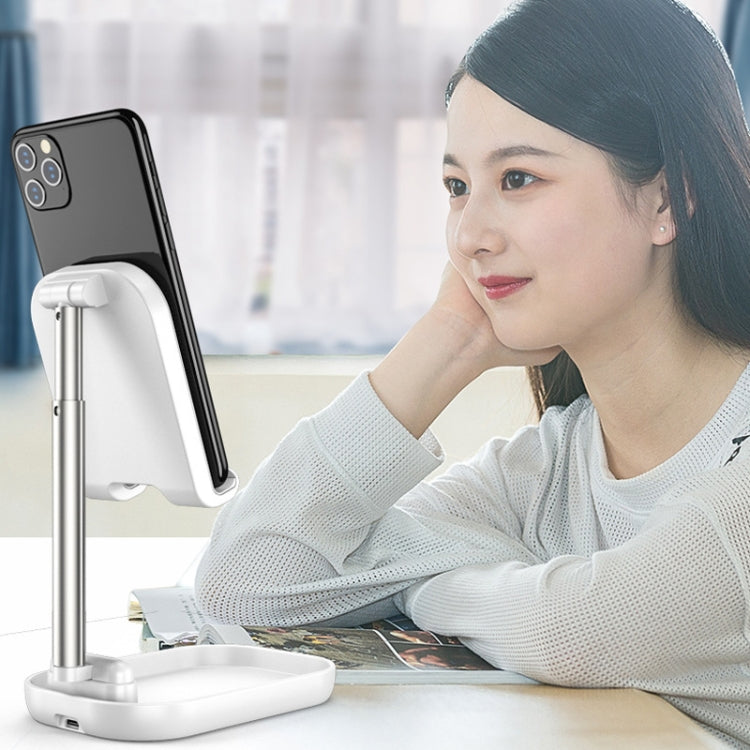 WS3 Portable Telescopic Mobile Phone Tablet Desktop Holder Bracket, Standard Version, Ordinary Version (White)