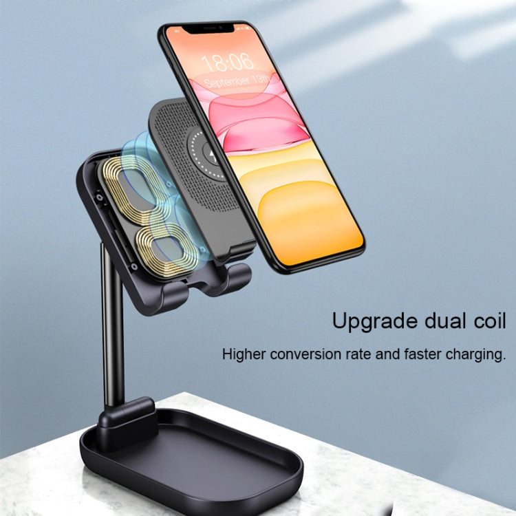 WS4 Portable Telescopic Mobile Phone Tablet Wireless Quick Charging Desktop Holder Bracket (White)