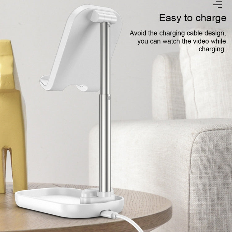 WS4 Portable Telescopic Mobile Phone Tablet Wireless Quick Charging Desktop Holder Bracket (White)