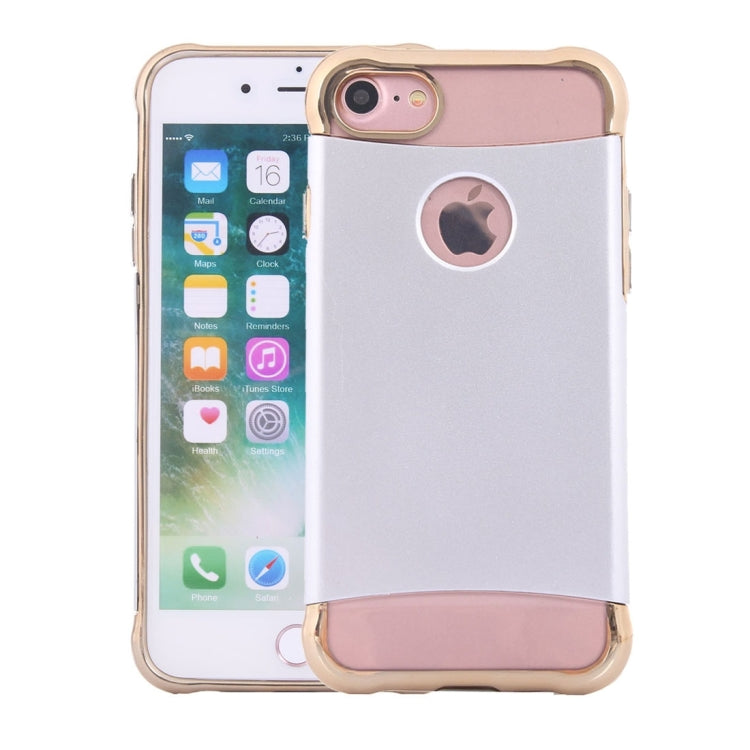 For  iPhone 8 & 7  Electroplating Dropproof TPU+PC Detachable Protective Back Cover Case