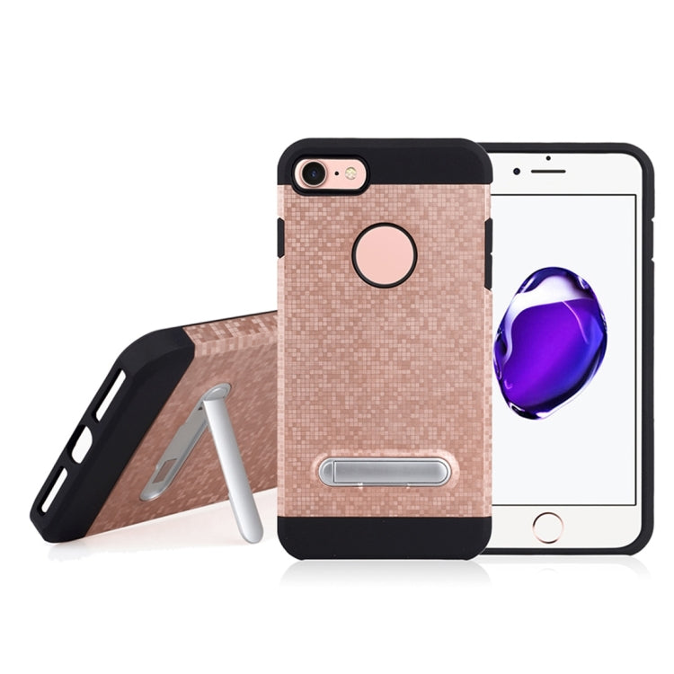 for  iPhone 8 & 7  Color Lattice Texture TPU + PC Protective Case with Holder
