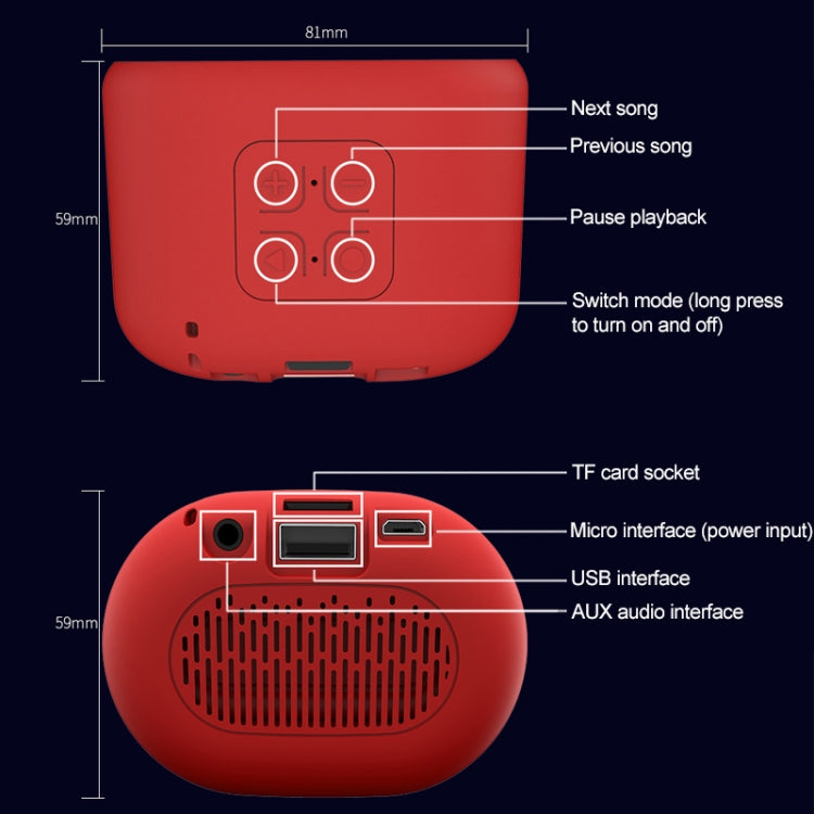 KIVEE KV-HY22 Mini Bluetooth Speaker Bluetooth 4.2, Support TF & USB & FM & AUX