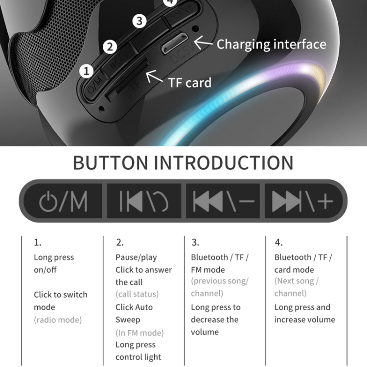 KIVEE KV-MW01 Tone Color Light Bluetooth Speaker, Support TF & FM & Voice Call(Blue)