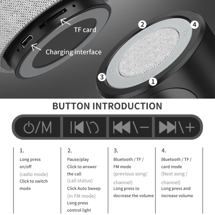KIVEE KV-MW05 Mini Wireless Bluetooth Speaker, Support TF & FM & Bluetooth Call