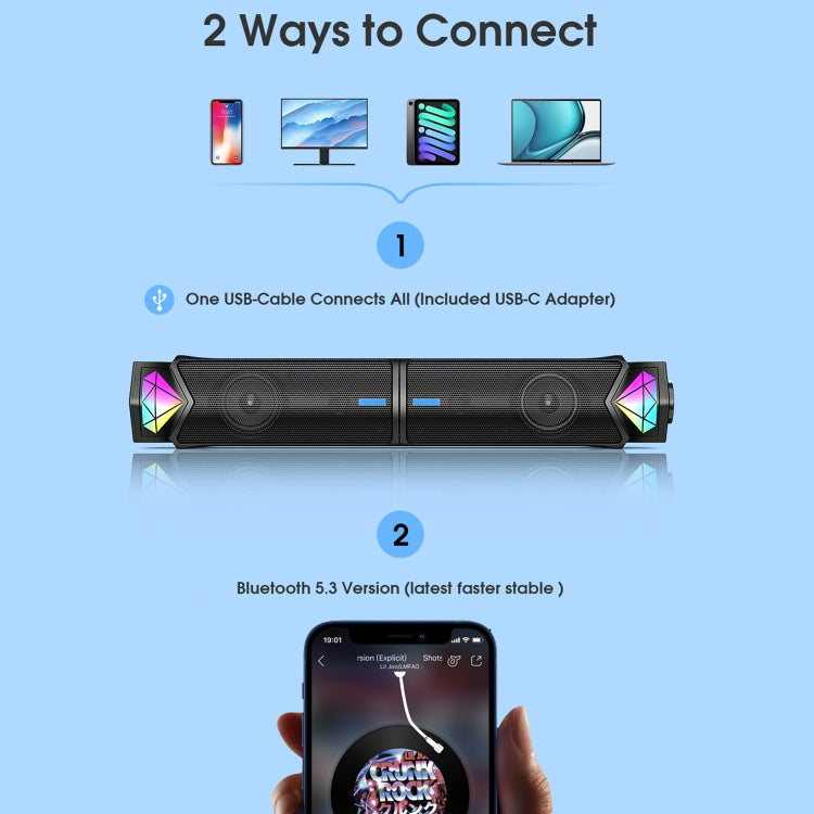 L1 Outdoor Portable RGB Light USB Bluetooth Wireless Speaker with Mic(Black)