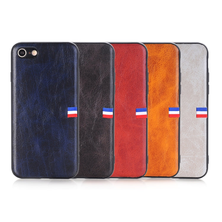 For iPhone SE 2020 & 8 & 7 PU Leather Crazy Horse Texture Flag Print Protective Back Case