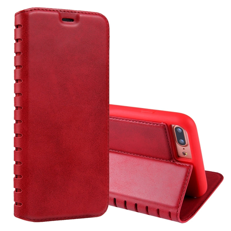 For iPhone 8 Plus & 7 Plus   PU Retro Texture with Absorption Horizontal Flip Leather Case with Holder & Card Slots