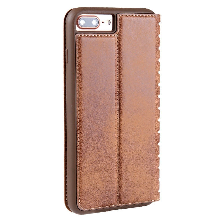 For iPhone 8 Plus & 7 Plus   PU Retro Texture with Absorption Horizontal Flip Leather Case with Holder & Card Slots