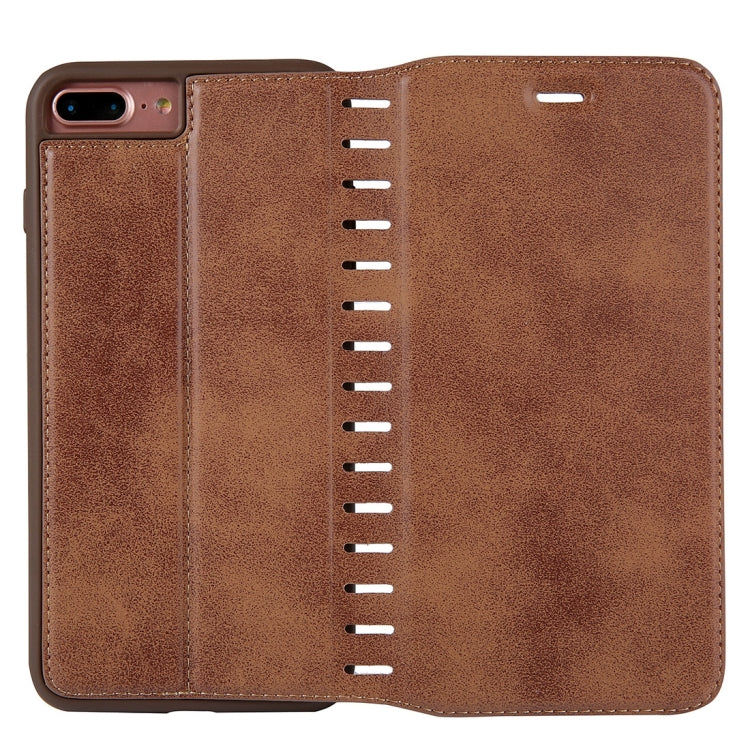 For iPhone 8 Plus & 7 Plus   PU Retro Texture with Absorption Horizontal Flip Leather Case with Holder & Card Slots