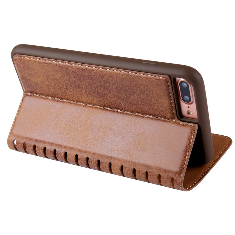 For iPhone 8 Plus & 7 Plus   PU Retro Texture with Absorption Horizontal Flip Leather Case with Holder & Card Slots