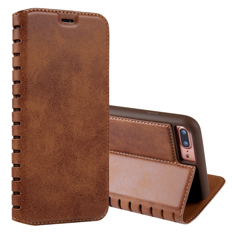For iPhone 8 Plus & 7 Plus   PU Retro Texture with Absorption Horizontal Flip Leather Case with Holder & Card Slots