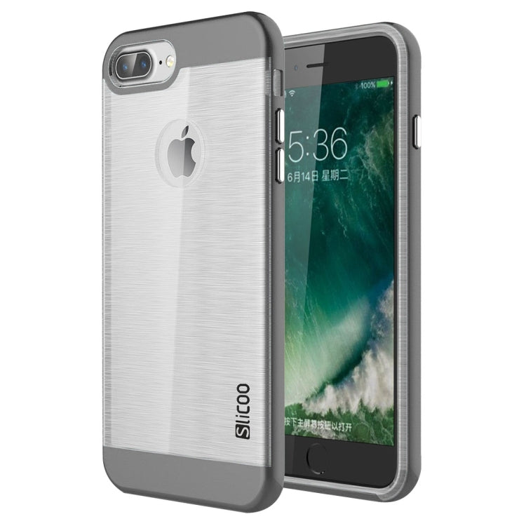 SLiCOO for iPhone 8 Plus & 7 Plus   Concise Fashion Separable Dichromatic Brushed Texture Transparent TPU + Electroplating PC Combination Case