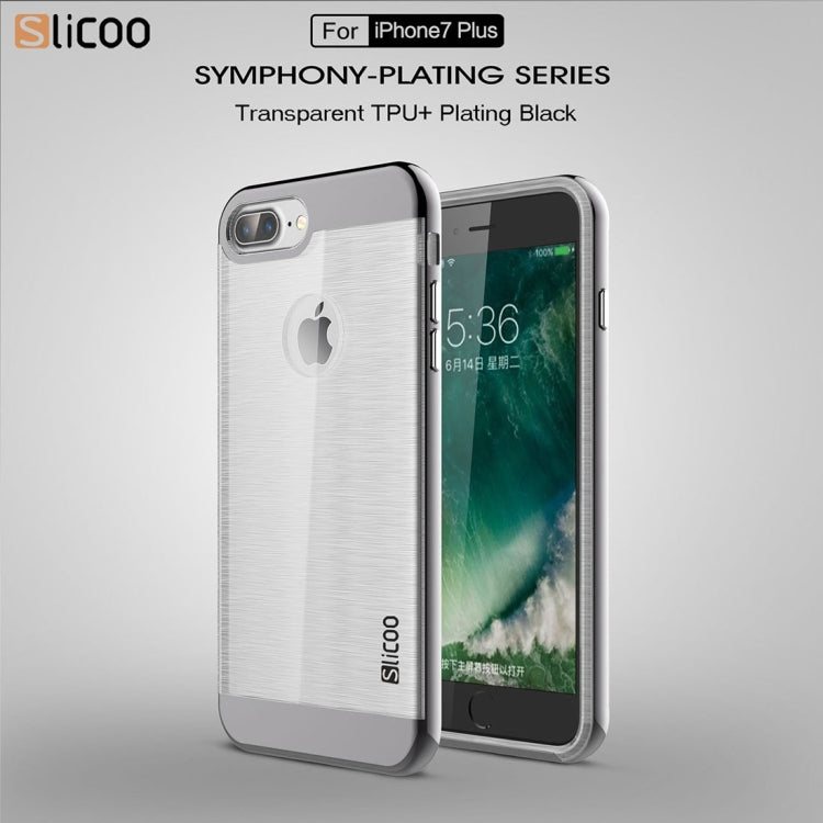 SLiCOO for iPhone 8 Plus & 7 Plus   Concise Fashion Separable Dichromatic Brushed Texture Transparent TPU + Electroplating PC Combination Case