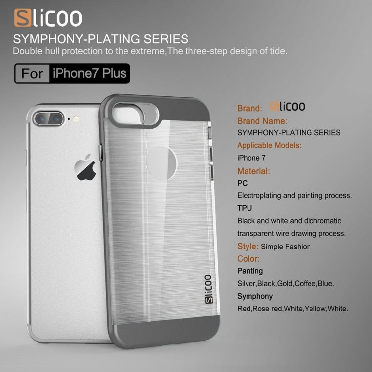 SLiCOO for iPhone 8 Plus & 7 Plus   Concise Fashion Separable Dichromatic Brushed Texture Transparent TPU + Electroplating PC Combination Case