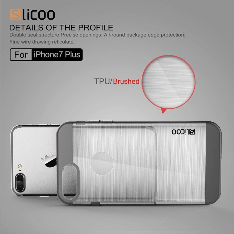 SLiCOO for iPhone 8 Plus & 7 Plus   Concise Fashion Separable Dichromatic Brushed Texture Transparent TPU + Electroplating PC Combination Case