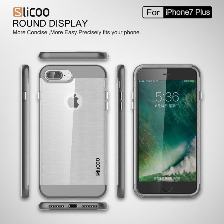 SLiCOO for iPhone 8 Plus & 7 Plus   Concise Fashion Separable Dichromatic Brushed Texture Transparent TPU + Electroplating PC Combination Case