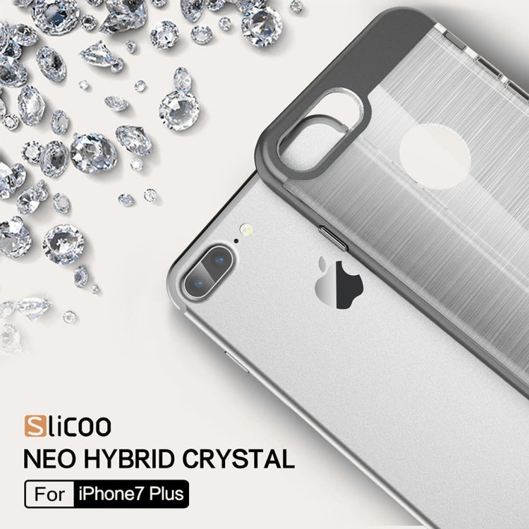SLiCOO for iPhone 8 Plus & 7 Plus   Concise Fashion Separable Dichromatic Brushed Texture Transparent TPU + Electroplating PC Combination Case